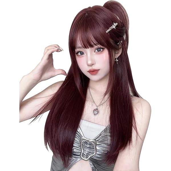 Amazon.co.jp: Hawkko ウィッグ ロング ストレート フルウィッグ 黒髪