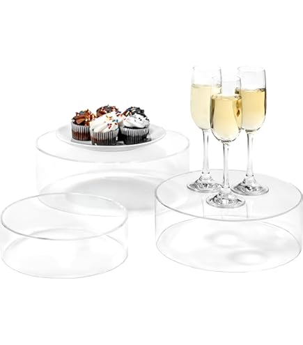 Dndsim 3PSC Buffet Risers,Acrylic Risers Display Stands,Food Risers For Buffet Table,Acrylic Display Risers,Dessert Table Display Set,for Buffet,Wedding, Event, Birthday Party