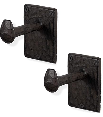 Rustic State Motris Cast Iron Towel Bar – Hammered Texture, Railroad Spike Industrial Design – 17 Inch Black Hand Towel Rail For Bathroom & Kitchen