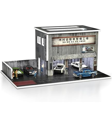 Amazon | 1/64 ガレージ 模型 ムーンアイズ 駐車場 ピット ジオラマ