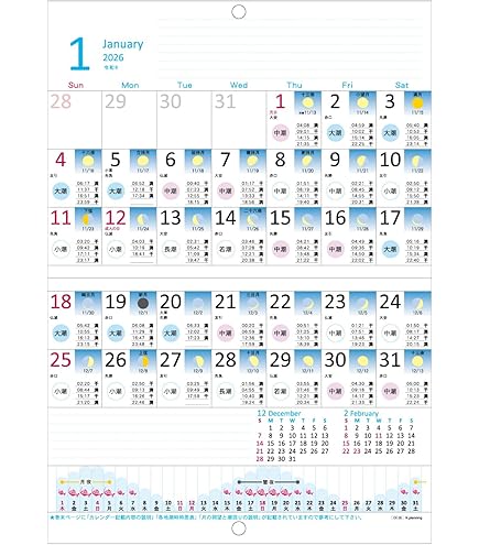 Amazon.co.jp: カレンダー 壁掛け 【2026年】 サンデーフィッシング NK