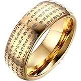[Rockyu] タングステン リング メンズ 指輪 刻印 般若心経 仏経 指輪 お守り 経文 タングステン重い