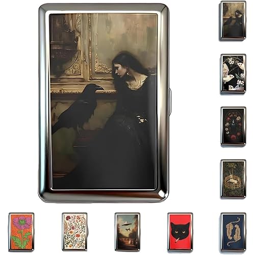 Vintage Versatile Cigarette Case/Card Holder, Vintage-Style Versatile Card & Cash Case, Metal Cigarette Cases with Easy Snap,