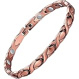 Feraco Copper Bracelet for Women 99.99% Solid Copper Magnetic Bracelets, Unique X Shape Links, Magnetic Field Therapy Jewelry