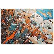 都市風景 油彩画 装飾的なフレーム付き 風景画 油彩画 装飾フレーム付き - メルカリ