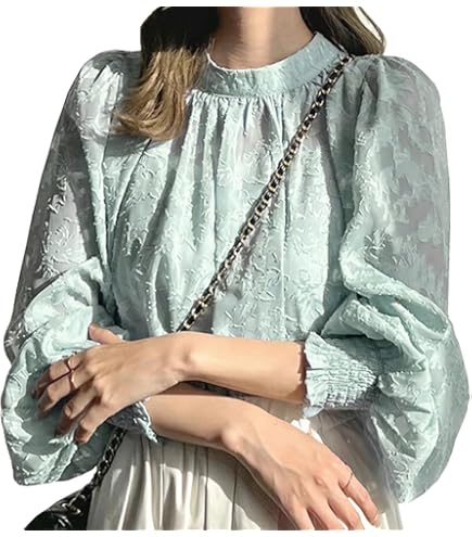 Amazon.co.jp: タグ付き bluelea ブルレア ジャガード ブラウス