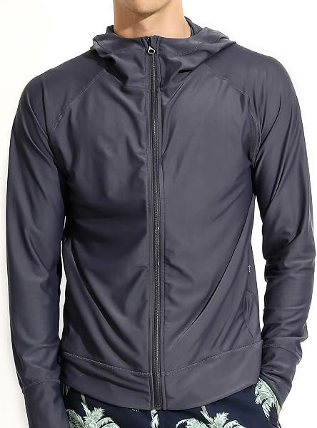 ls19002 Men's Rash Guard Swimsuit, UV Protection, Long Sleeve, Hoodie, UPF 50+ - 1