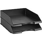 Amazonベーシック 長方形 レタートレー 書類トレー 収納用オフィスレター 積み重ね可能 34×25×6.5cm レターサイズ ブラック