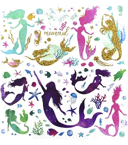 Kids Wall Stickers Yovkky Mermaid Wall Decals - Under The Sea Nursery ...