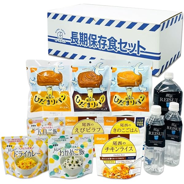 Amazon.co.jp: PEACEUP 3日間分 非常食セット 10年保存水 5年
