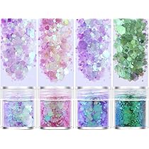 Amazon.co.jp: 4色セット ネイルグリッタージェルネイルラメホログラム