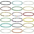 XIJIN 18 Pieces Elastic Beaded Anklets for Women Girls Handmade Beach Boho Colorful Beads Ankle Bracelets Set