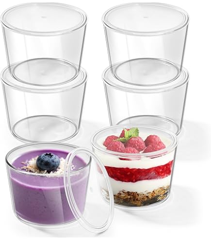Amazon｜4個 プリンカップ デザートカップ 耐熱ガラス 蓋付きおしゃれ