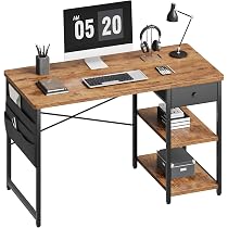 Amazon | YeTom デスク 収納袋付き 机 布製引き出し付きpcデスク