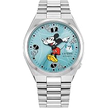 Miki Citizen Unisex Automatic Tsuyosa Mickey Mouse, Sky Blue Sunray