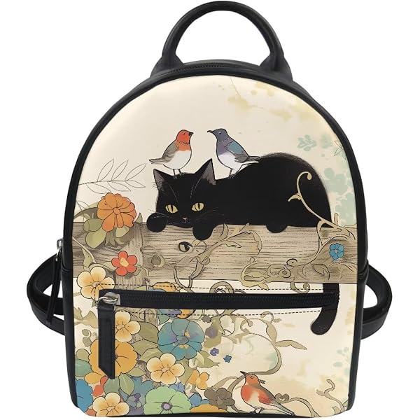 Showudesigns PU Leather Mini Backpack For Women & Teen Girls - Cute Dolphin Flower Print Small Daypack