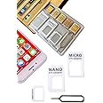 【 紛失防止 クレカより薄い SIM カード ケース ホルダー 日本製 】スキマに入る 変換 アダプタ イジェクトピン 4点セット SilverCoral (ホワイト (収納量 NanoSIM5枚 & MicroSD1枚))