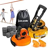 Slackline Kit Slakcline Longer 65ft with Tree Protectors Arm Trainer and Carry Bag,Slack Lines for Backyared for Kids and Adu
