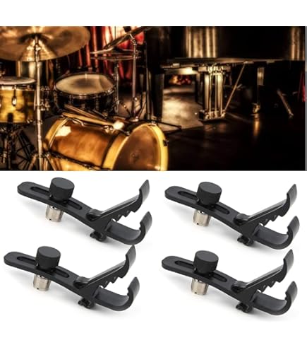 Amazon | 4 個ドラムマイククリップ耐衝撃固定クランプホルダー楽器用