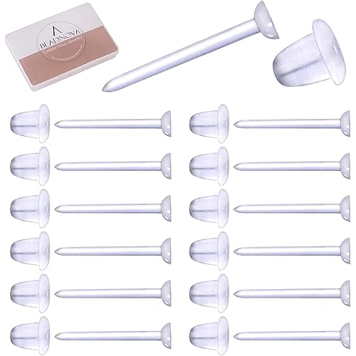 BEADNOVA Clear Earring Post and Backs Invisible Earrings for Sports and Work (500pairs)