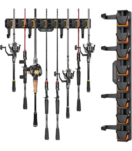 Fishing Rod Holders For Garage DZrudun Wall Mount Fishing Rod Holder   Holds 6 Rods, EVA Foam Slots, For Garage Storage (Rods 3-19mm Diameter)