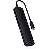 Satechi イーサネット付き スリム 7in1 USB-Cハブ 増設 LAN (ブラック) 4K HDMI(60Hz出力), USB-C PD充電 (60W), 2x USB-A 5Gbps高速転送, SD/MicroSDカードリーダー (Mac