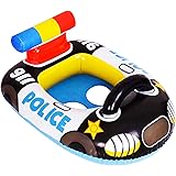 cddu 浮き輪 ベビー 子供用 幼児 フロート座付き足入れ型 パトカー型 車の形 可愛い 0-4歳 取っ手付き 乗って遊べる 映える浮輪 安定感 スイミングフロート ミニカー型ボート