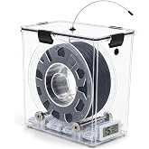 3D プリンターフィラメント乾燥ボックス 気密防湿 二重排出口 ボールベアリング 10 分速乾 温湿度計付き 210mm 対応 梅雨対策 耗材保存ケース