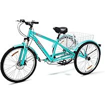 [一宮市近郊限定]ミントグリーン 大人用三輪自転車　前後バスケット付 一宮市近郊限定]ミントグリーン 大人用三輪自転車 前後