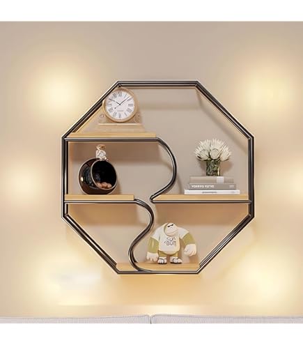 Amazon｜ウォールシェルフ ウォールラック 壁掛け棚 メタル＆ウッド