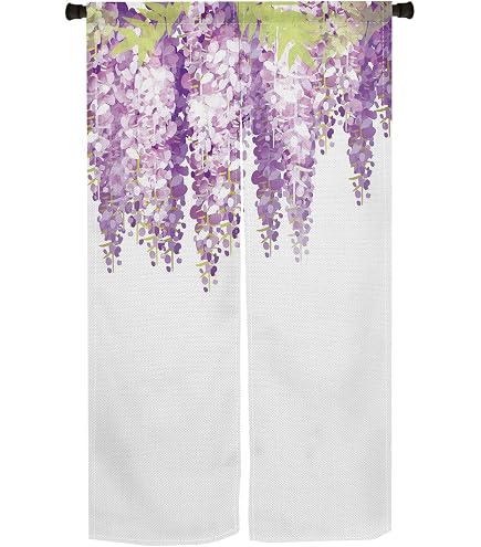 Amazon｜和風 のれん タペストリー 暖簾【藤の花】（幅85㎝ x 丈180cm