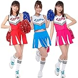 [monoii] ポンポン付き チアガール コスプレ チア 仮装 コスチューム