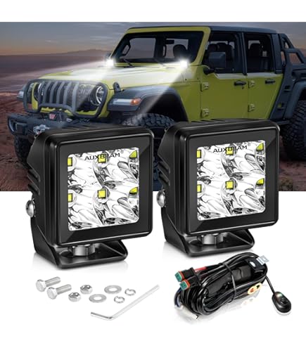 Square Cree LED Lights 2" Flood Beam Kit Rough Country Black Series Forester - View #8