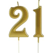 21st Birthday Candles Gold Number 21 - Sparkling Cake Candles For 21st Birthday Celebration