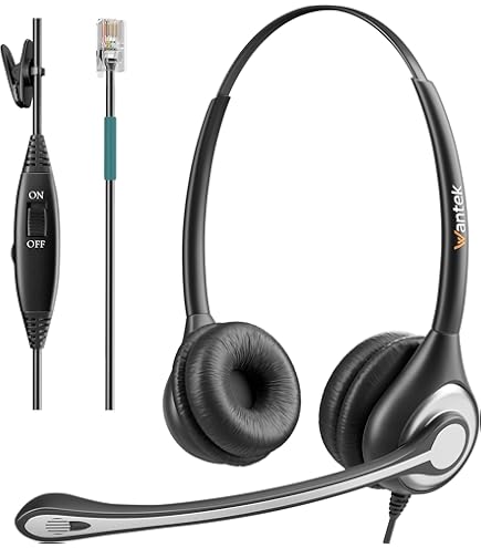 Amazon.co.jp: RJ9 電話ヘッドセット マイク付き ノイズキャンセリング