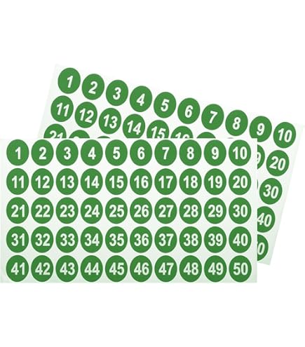 Amazon | uxcell 2枚 丸い数字ステッカー 1-50 ビニール連番ラベル