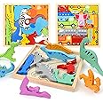 CORPER TOYS 木製パズル 動物 乗り物 知恵の板 型はめパズル 型はめおもちゃ 形合わせ 動物パズル 恐竜パズル 乗り物パズル 積み木 ブロック 手先を使う 木製おもちゃ 女の子 男の子 クリスマス プレゼント