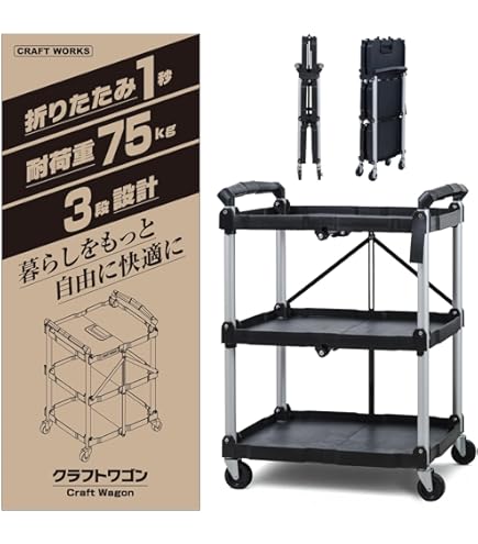 田中様 緑十字 ツールカート トレイ2段 750×460×940mm 黒 146154 | 梱包