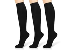 3 Pairs Compression Socks 15-20 mmHg for Men & Women, Compression Stocking Best Support for Running, Swelling, Nurse, Flight, Nurses,Edema