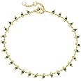 Dremmy Studios Gold Bracelet for Women 18K Gold Plated Dainty Paperclip Cubic Zirconia Disc Coin Star Cable Satellite Bead Pe