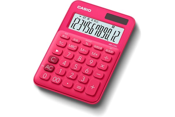 カシオ カラフル電卓 ビビッドピンク 12桁 ミニジャストタイプ MW-C20C-RD-N