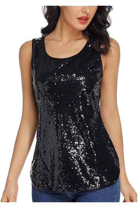 MANER Women's Full Sequin Tops Glitter 