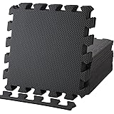 Geum EVA ジョイントマット エクササイズ/トレーニング用 30x30x1.0cm　18枚セット 床保護 キズ防止 防音（サイドパーツ18辺付き） (ブラック) Geum006