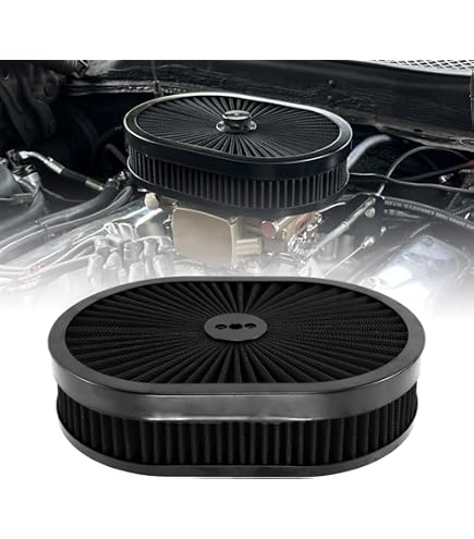 Universal 12" Oval Washable Air Filter - Red, Fits Most Oval Air Cleaner Kits (12" X 3")
