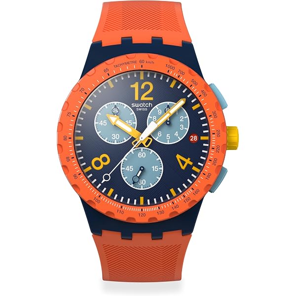Amazon | Swatch Chrono 42 ユニ腕時計。, ネオンフラッシュアロー