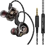 【進化版 高音質 重低音強化】 イヤホン 有線 カナル型 マイク内蔵 通話可イヤフォン 遮音性 ステレオイヤフォン インナーイヤー型 音漏れ防止 リモコン付き/ワンボタン操作 3.5mm メッキプラグ (ブラック)