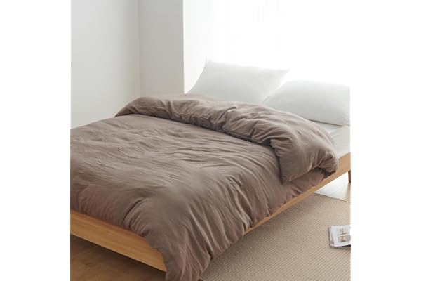 クモリ(Kumori) 掛け布団カバー シングル 洗いざらし 吸湿速乾 素肌にやさしい 柔らかい しっとり ピーチスキン シワ加工 丸洗いOK オールシーズン 布団カバー 掛ふとんカバー (シングル・150X210cm グレージュ)