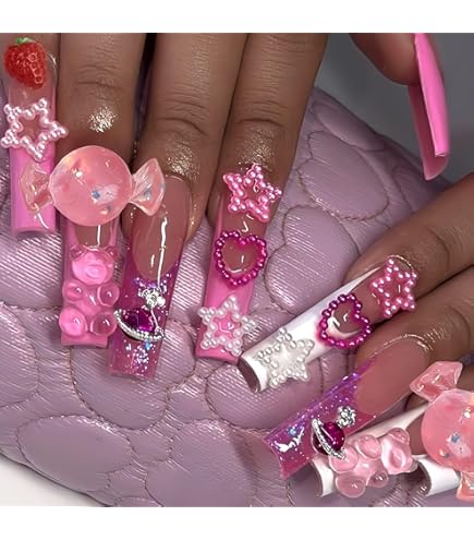 Amazon | Liberte555 ネイルチップ ギャル 子供 ロング 付け爪 長い