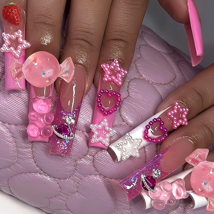 Amazon | Liberte555 ネイルチップ ヒョウ柄 ギャル ロング 付け爪