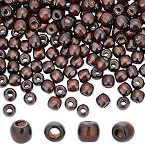 Amazon.co.jp: OLYCRAFT 200個 天然木製ビーズ コーヒー 大穴ウッド